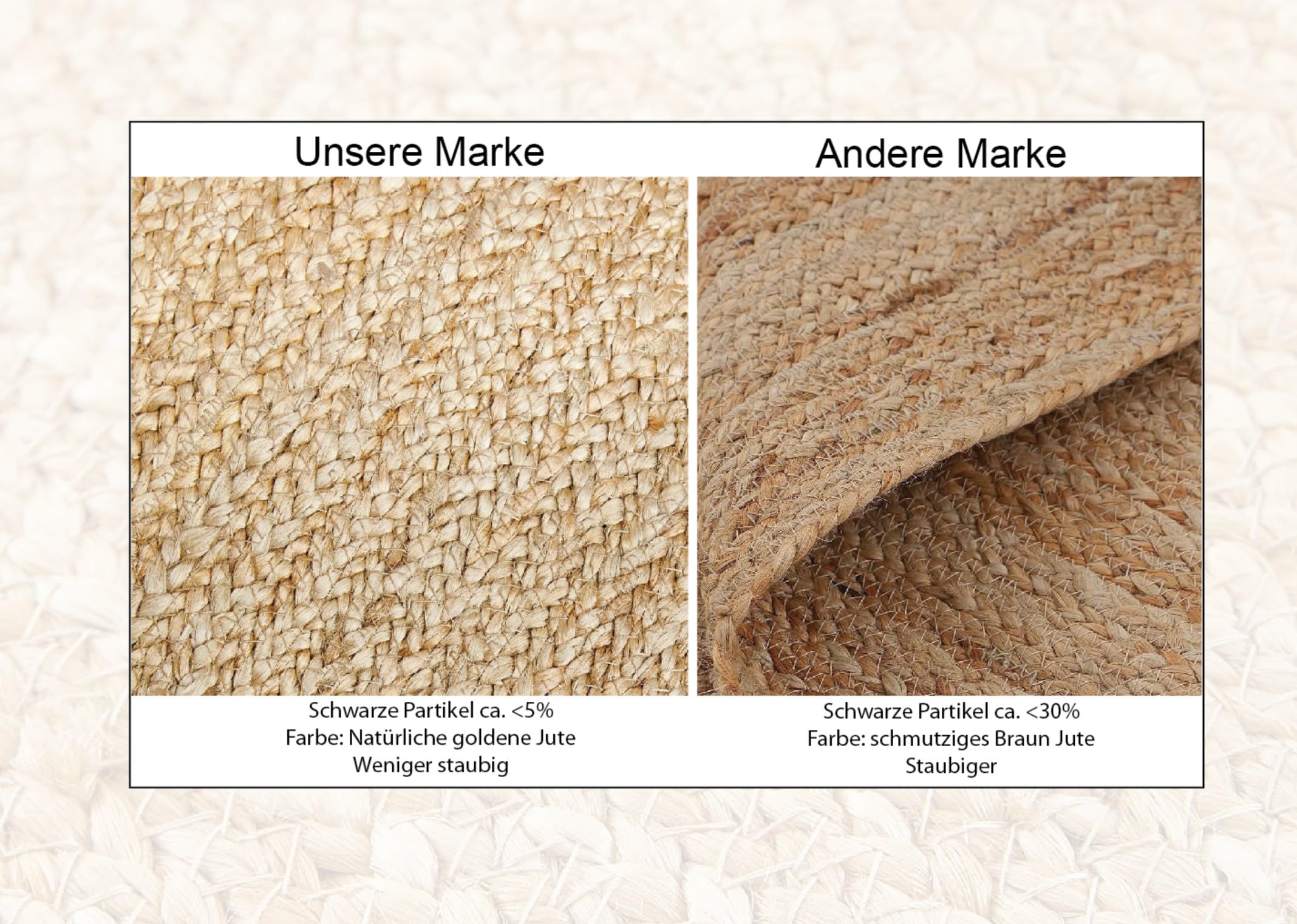 Tapis rond en jute tissé à la main 100 % fibre naturelle - Motif bohème ethnique moderne - Couleur naturelle - Pour salon, chambre à coucher, couloir (250 cm) - EKR-J101