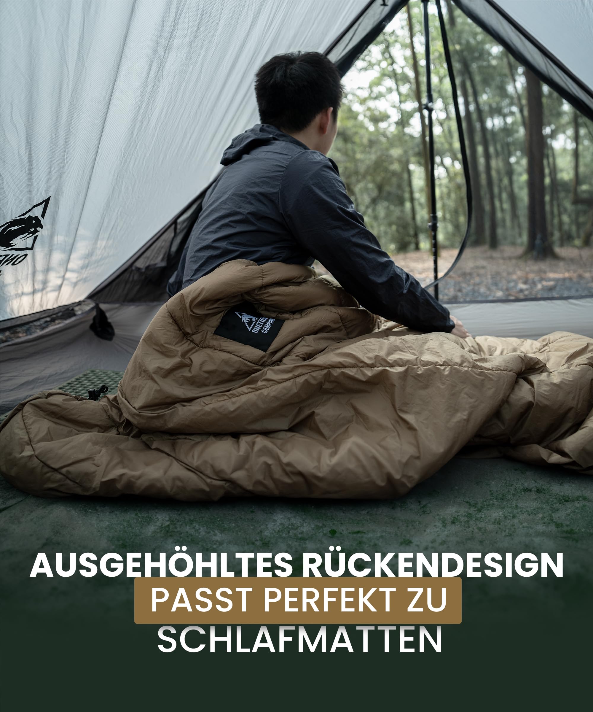 OneTigris Schlafsack 3 Jahreszeiten UL 1 kg, 5°C - 15°C, 200 cm x 85 cm | Deckenschlafsack Quilt 1 kg, kompakt für Camping, Wandern Outdoor