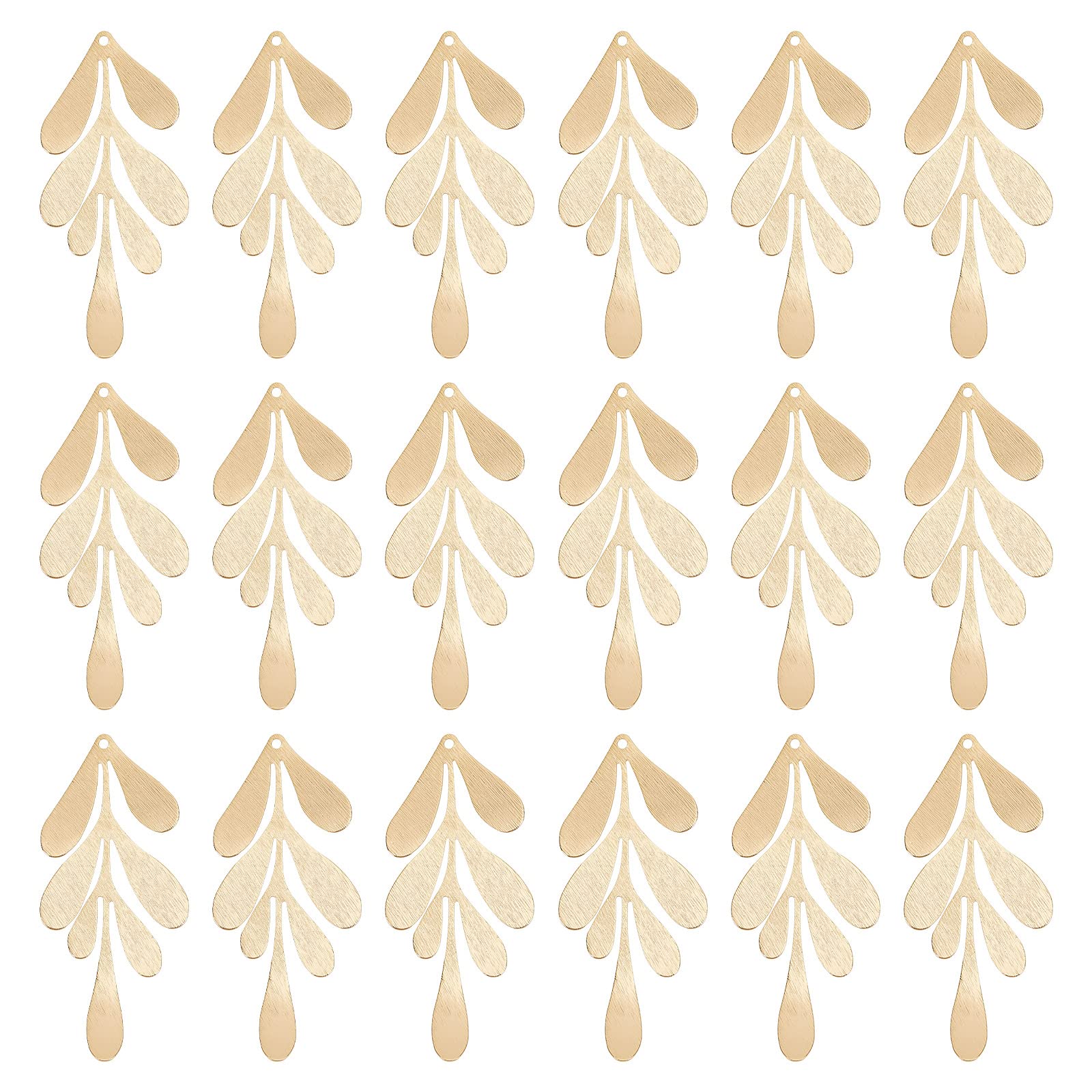 Breloques feuille en laiton plaqué or 18k pour création bijoux fins