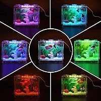 Vista 4 de Pequeño Tanque de Peces Betta, Kit de Tanque de Acuario con Iluminación LED, Conjunto de Tanque de Peces de Combate Apilable de 0.6 Galones
