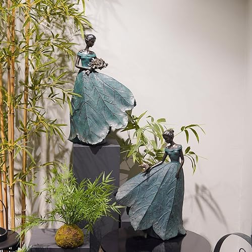 Miniatura 3 de Guichifun Colección de estatuas de hadas, decoración para el hogar, diseño de ángel de hoja de 22 pulgadas, decoración grande para el hogar para