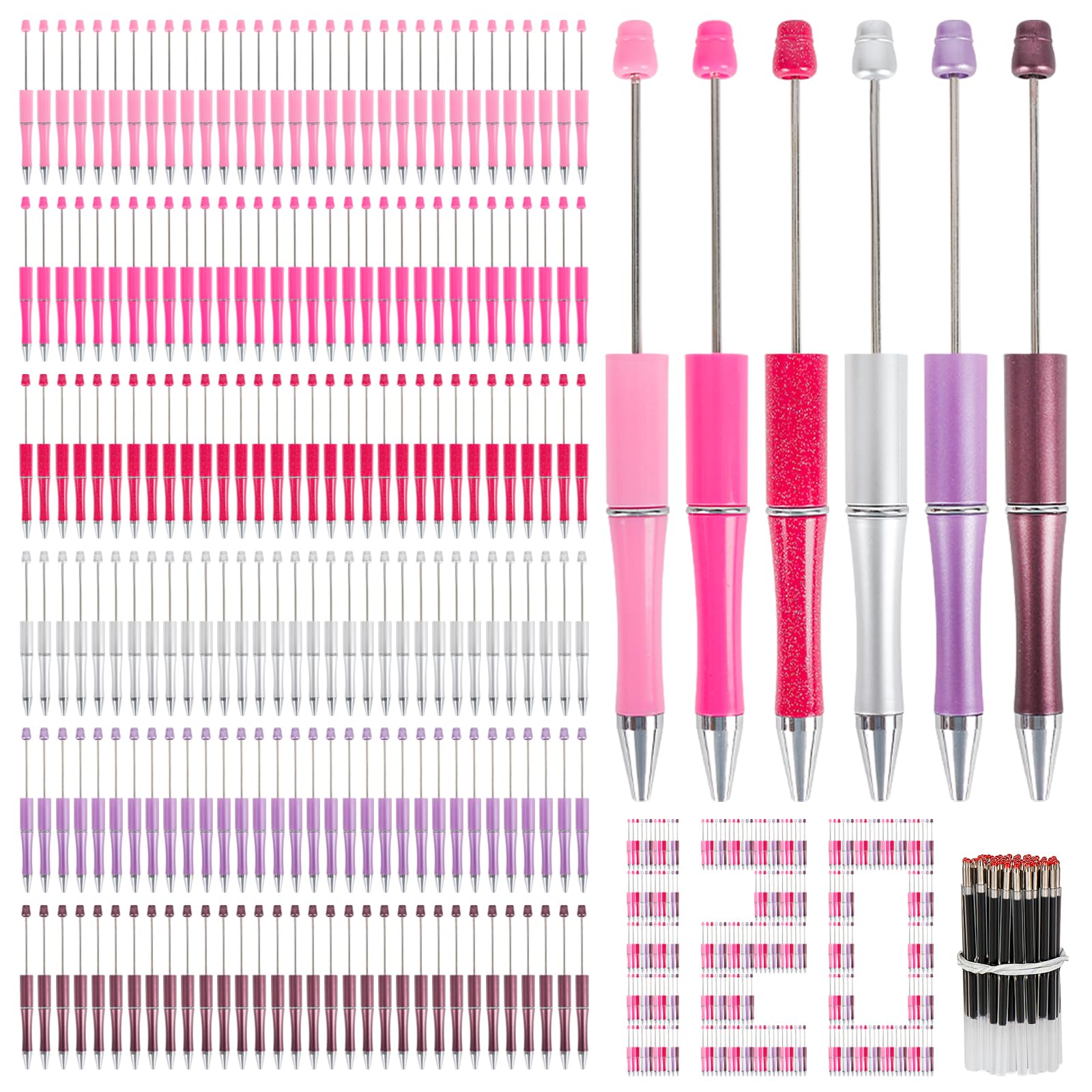 Keyzone 120 Pcs Diy Beadable Pen Kit Bulk Ballpoint Pens