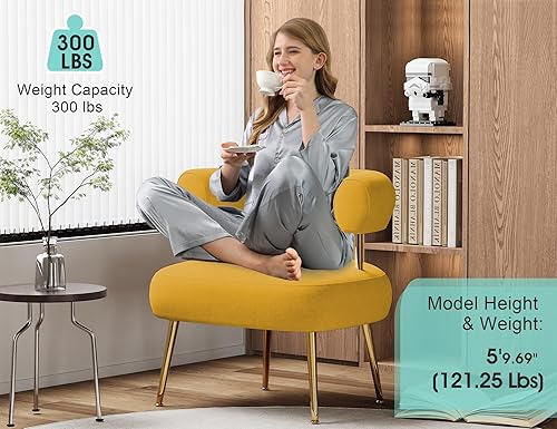 Miniatura 33 de Silla decorativa de Sherpa Boucle de mediados de siglo, silla redonda tapizada con brazo de barril para espacios pequeños, sofá de esquina lateral