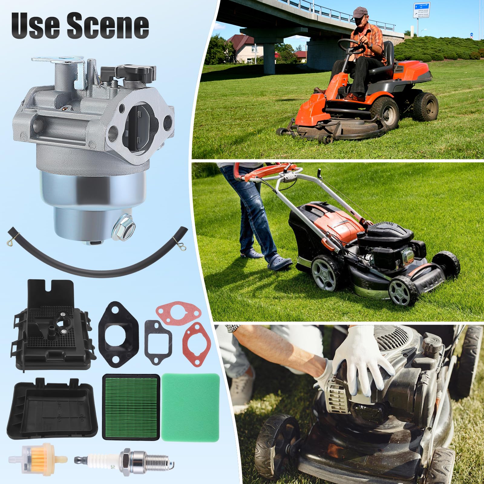 Carburateur Avec Joint Kit pour Honda GCV160,GCV160A,GCV160LA,GCV160LAO Kit Carburateur pour Honda GCV160 Tondeuse Série,Moteur et Tondeuse Avec Filtre à Air Avec Bouchon