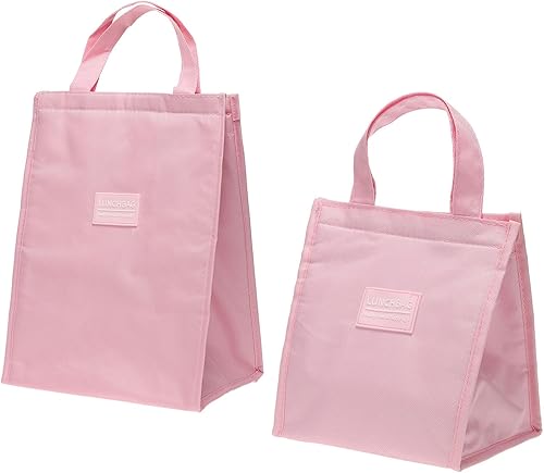PATIKIL Bolsas de almuerzo aisladas, paquete de 2 bolsas de almuerzo de 10 x 6 x 13 pulgadas, 8 x 5 x 9 pulgadas, reutilizables, térmicas, bolsas