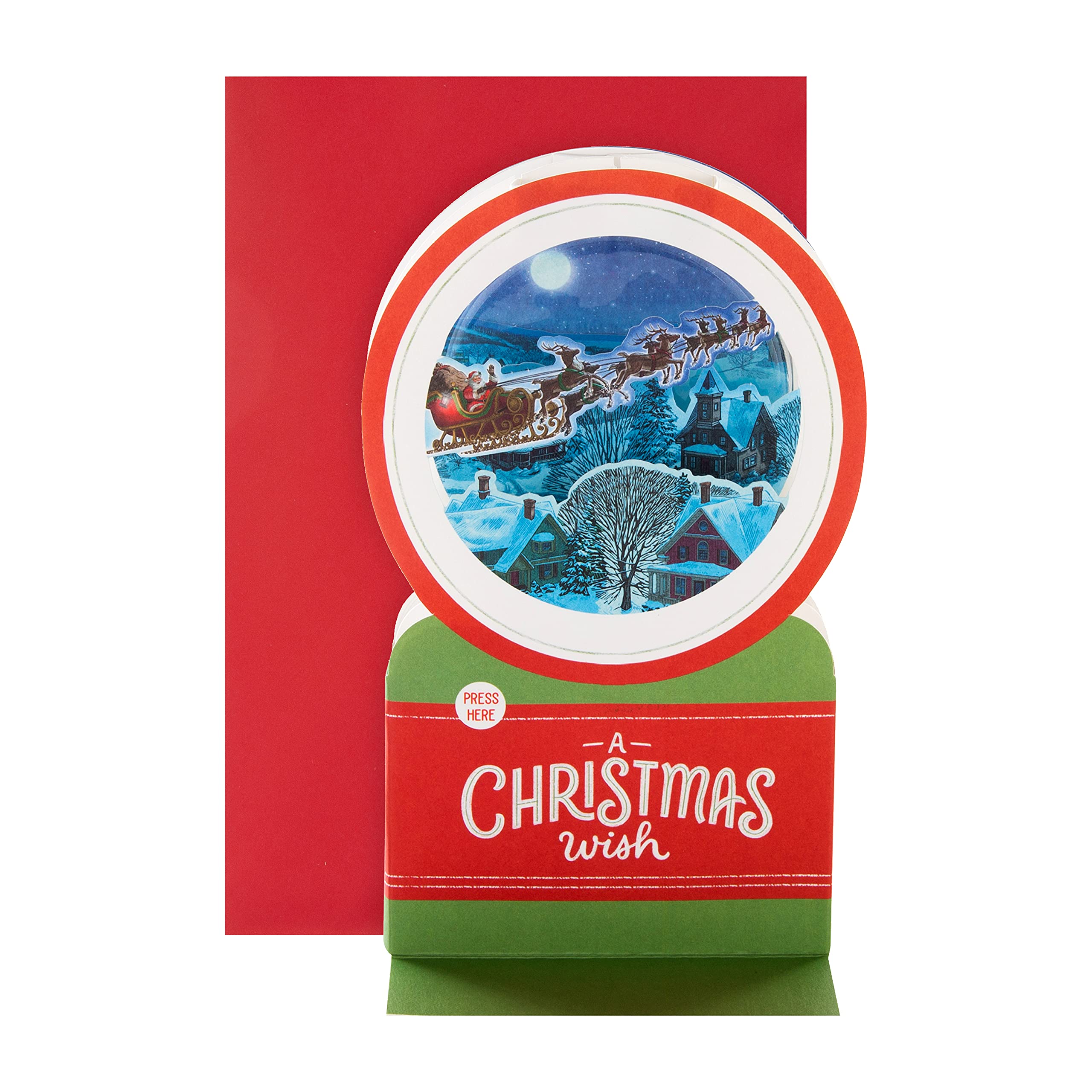 Hallmark Paper Wonder Christmas Card - Contemporary Musical 3D Pop-Up Santa and Sleigh Design