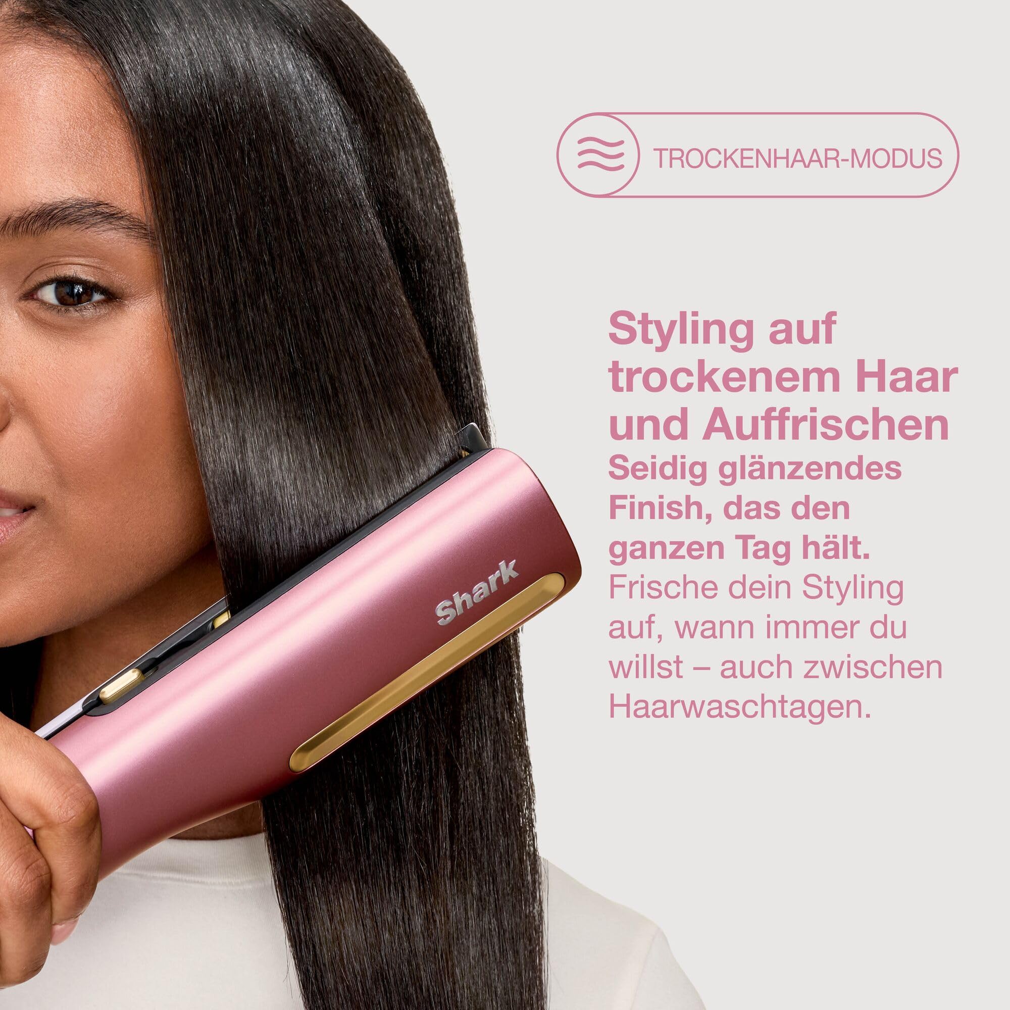 Shark SilkiPro Straight Glätteisen + Haartrockner, Rosa [HT401EUPK] | mit hitzebeständiger Aufbewahrungsbox – Rosa [HT401EUPK]