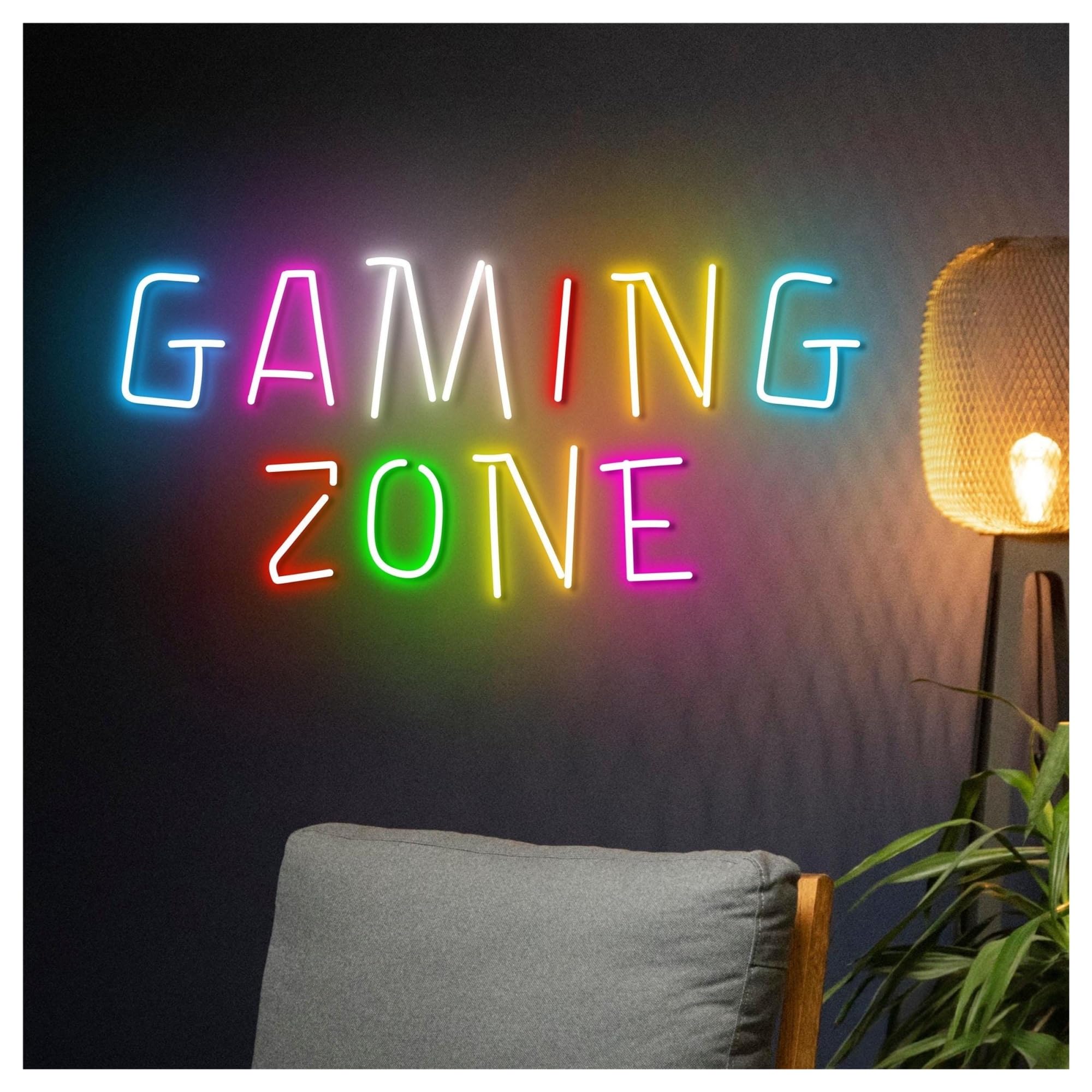 Décor Mural Lumière Enseigne Au Néon Gaming Zone avec Éclairage LED, Décoration Murale Pour Salle De Jeux, Chambre, Bar, Salon, Fête D'anniversaire, 50cm