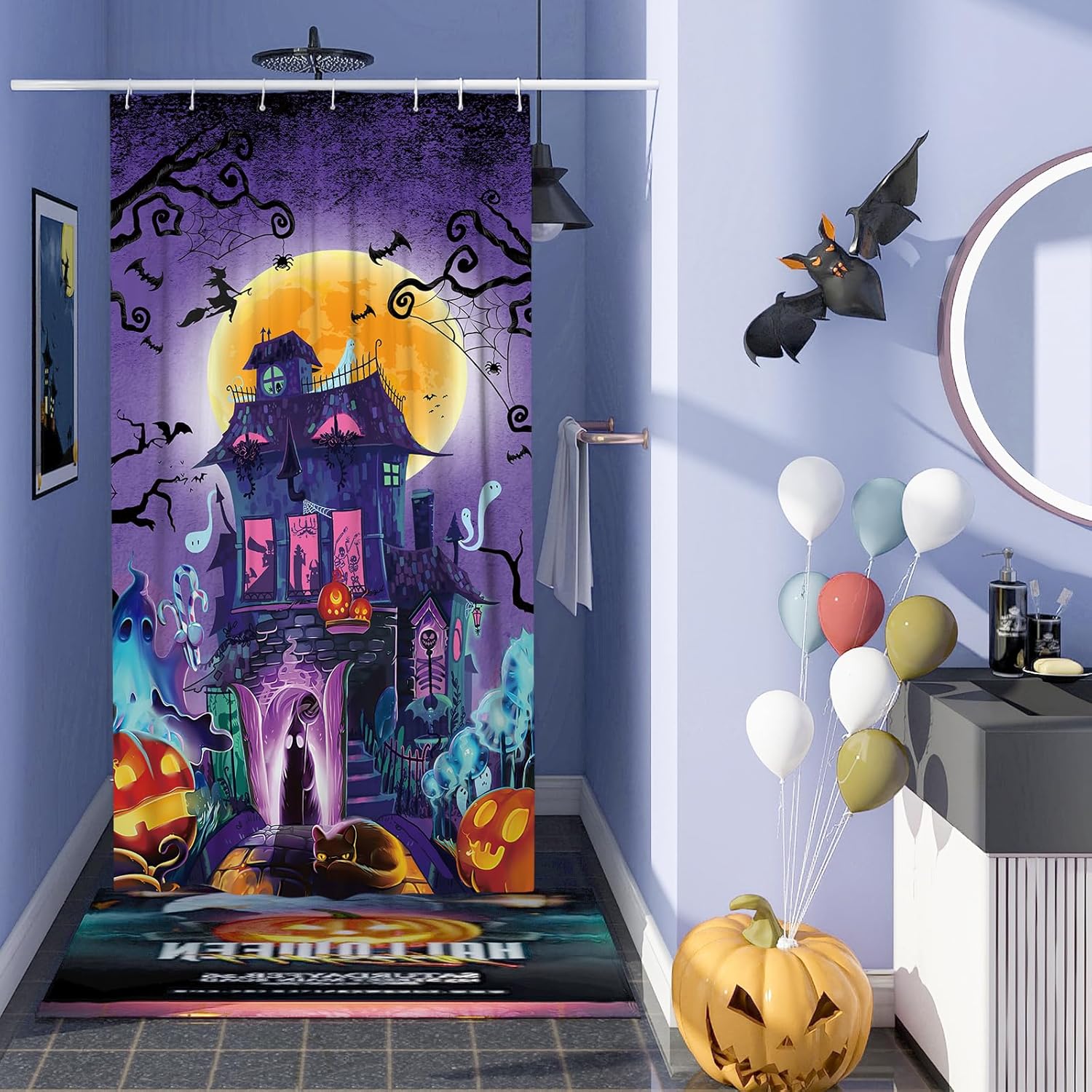 DESIHOM Scary Halloween Shower Curtain Set Waterproof Fabric36" x 72", Spooky