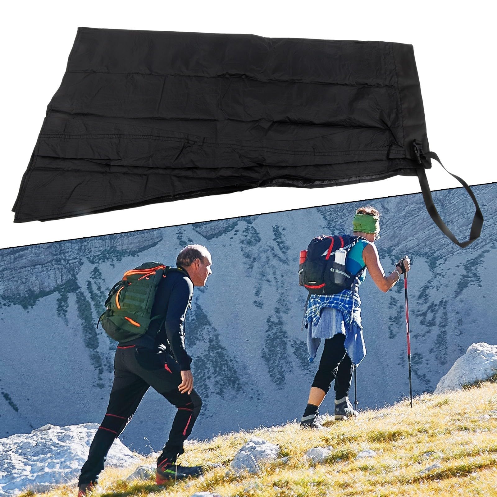 Jupe de pluie en nylon ultra légère et imperméable avec pochette de rangement - Tour de taille de 60 à 99,8 cm - Pour cyclisme, camping, randonnée, tapis de sol ou housse de pluie