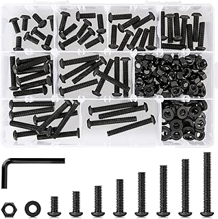 CYLBAQ 180pcs M6 Nuts and Bolts Assorted Set, 12mm to 45mm Metric Button Head Hex Socket Head Cap Screws Assortment Kit, Alloy Steel Machine Screws, Bolts, Nuts and Washers with Wrench