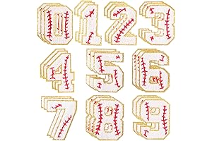 Hotop Iron-On Embroidered Chenille Baseball Number Patches