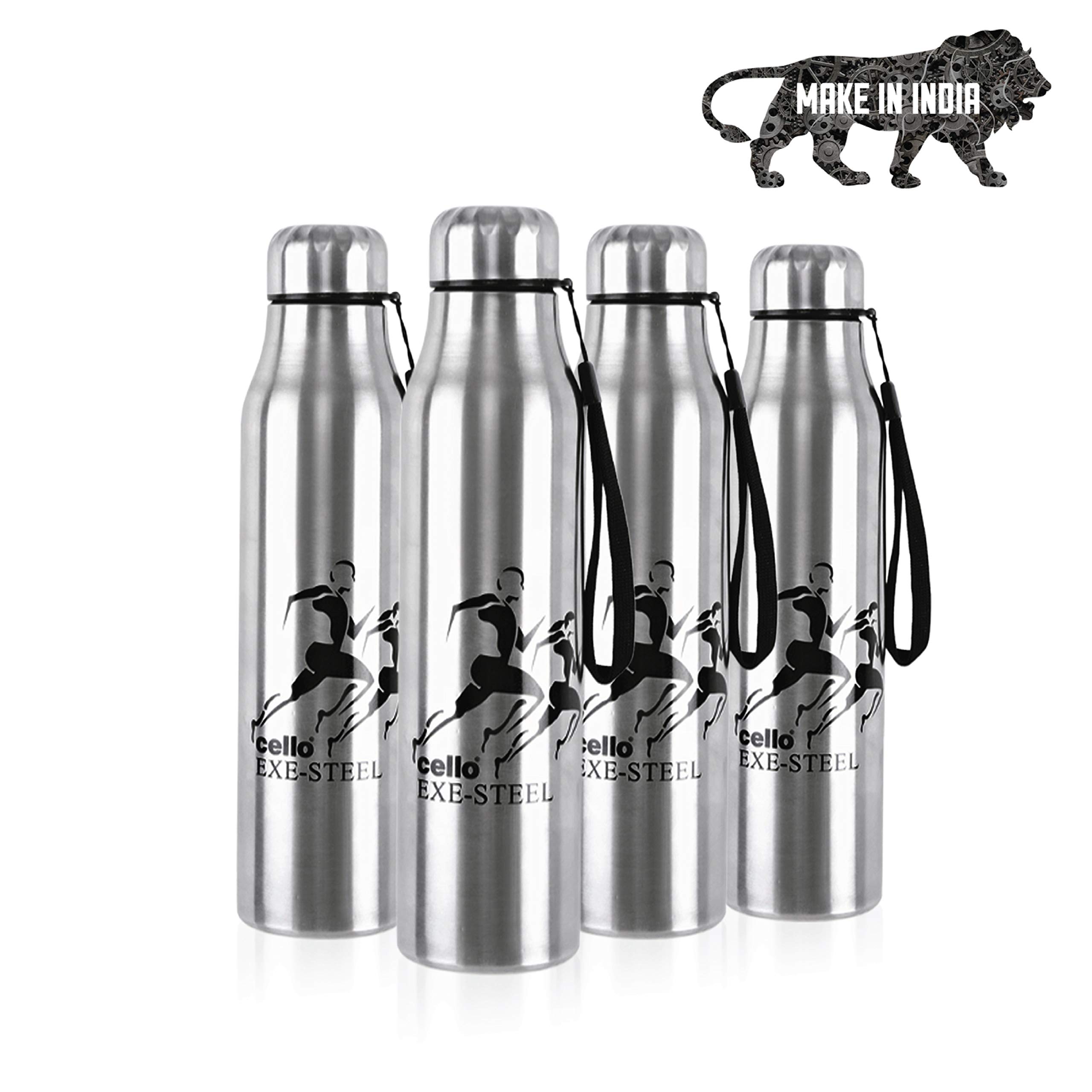 Cello Goldie Stainless Steel Water Bottle Set, 1 Litre, Set of 4 pcs, Silver (B08KS435QZ) Amazon Price History, Amazon Price Tracker