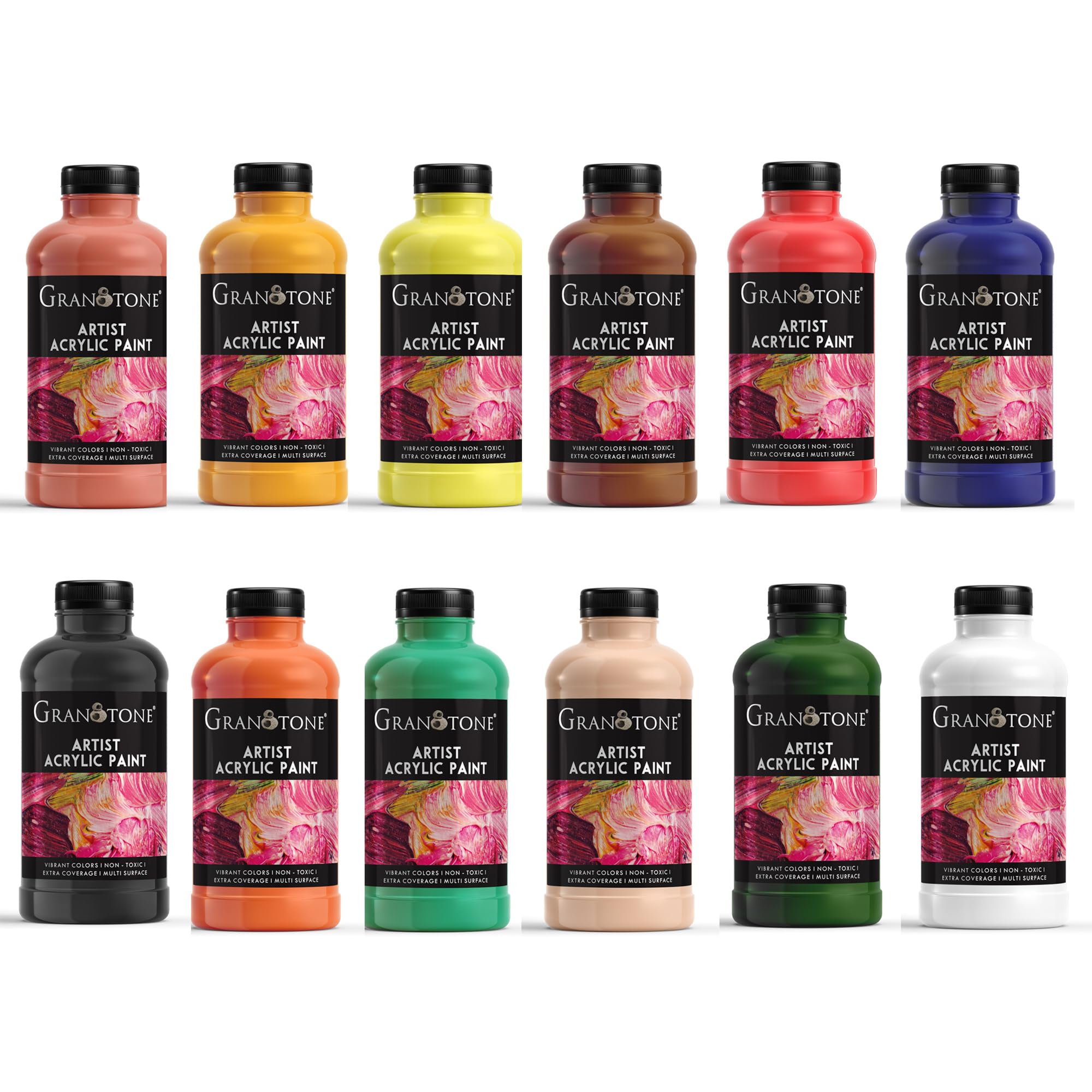 GRANOTONE Acrylic Paint Set 12 Colors 17 oz Each