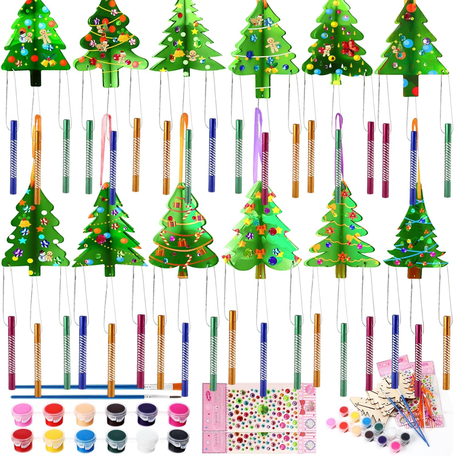 Syhood 12 Kits Wind Chime Kit for Kids Christmas Tree Wind