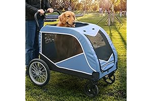 Spacious Pet Stroller for Large Dogs - Enhanced Comfort and Safety for...