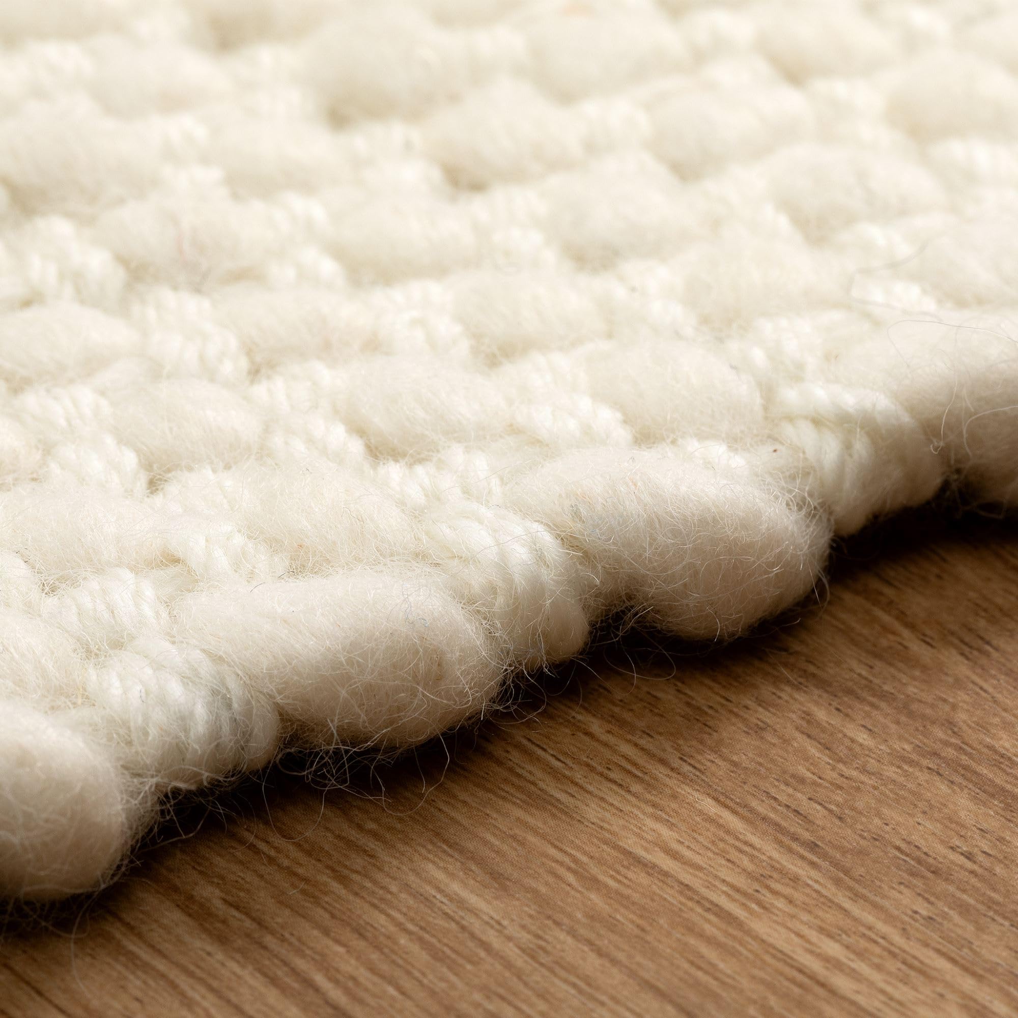Steffensmeier Handweb Teppich Alois | 75% Neuseelandwolle Fransen | edel und langlebig | Creme, Größe: 250x350 cm