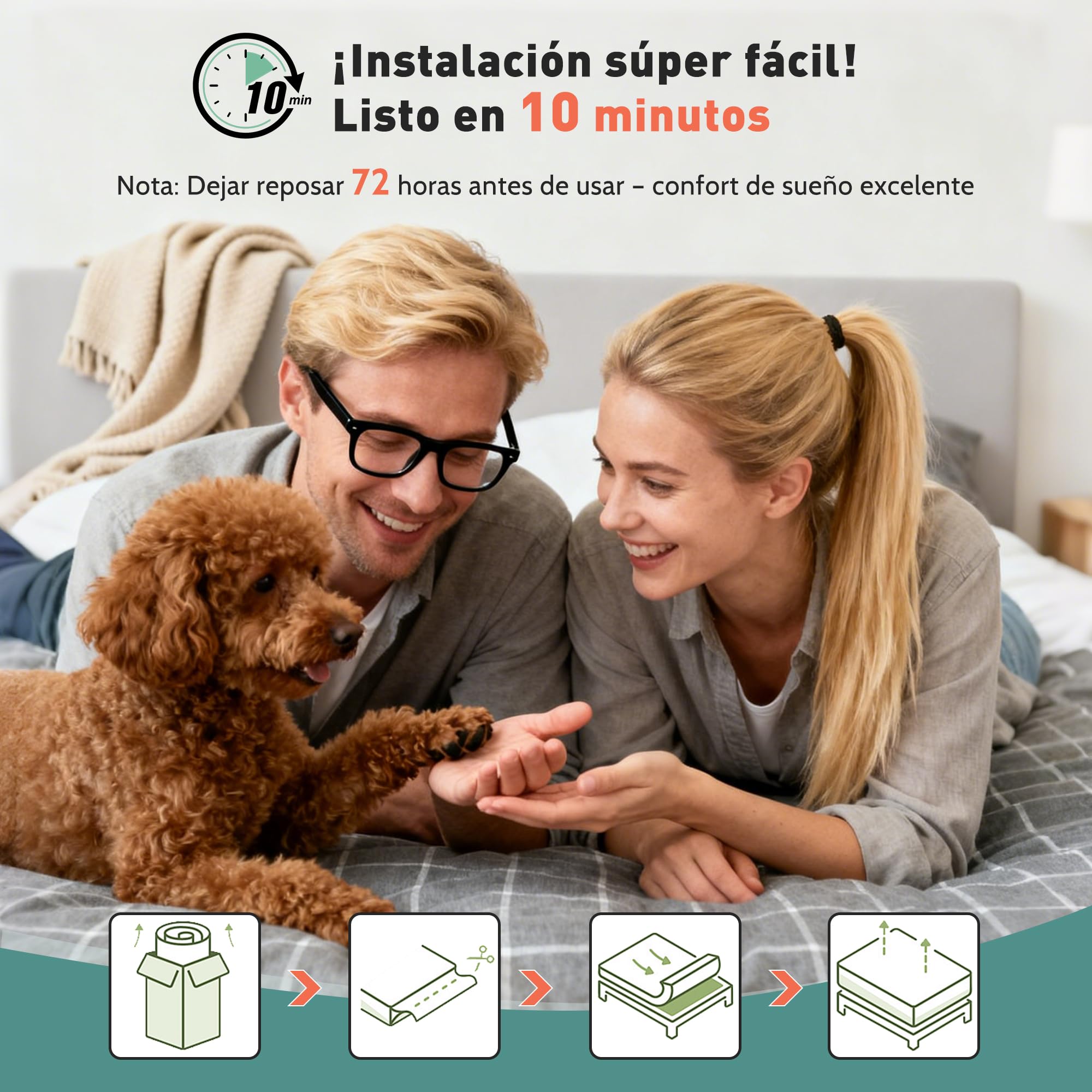 Topper para colchones de 90 x 190 x 8 cm, Protector de colchón Suave, sobrecolchón con Bolsillos, colchón Mate, para colchones Duros, Camas con somier, Cama de, Peso del Relleno 1000g
