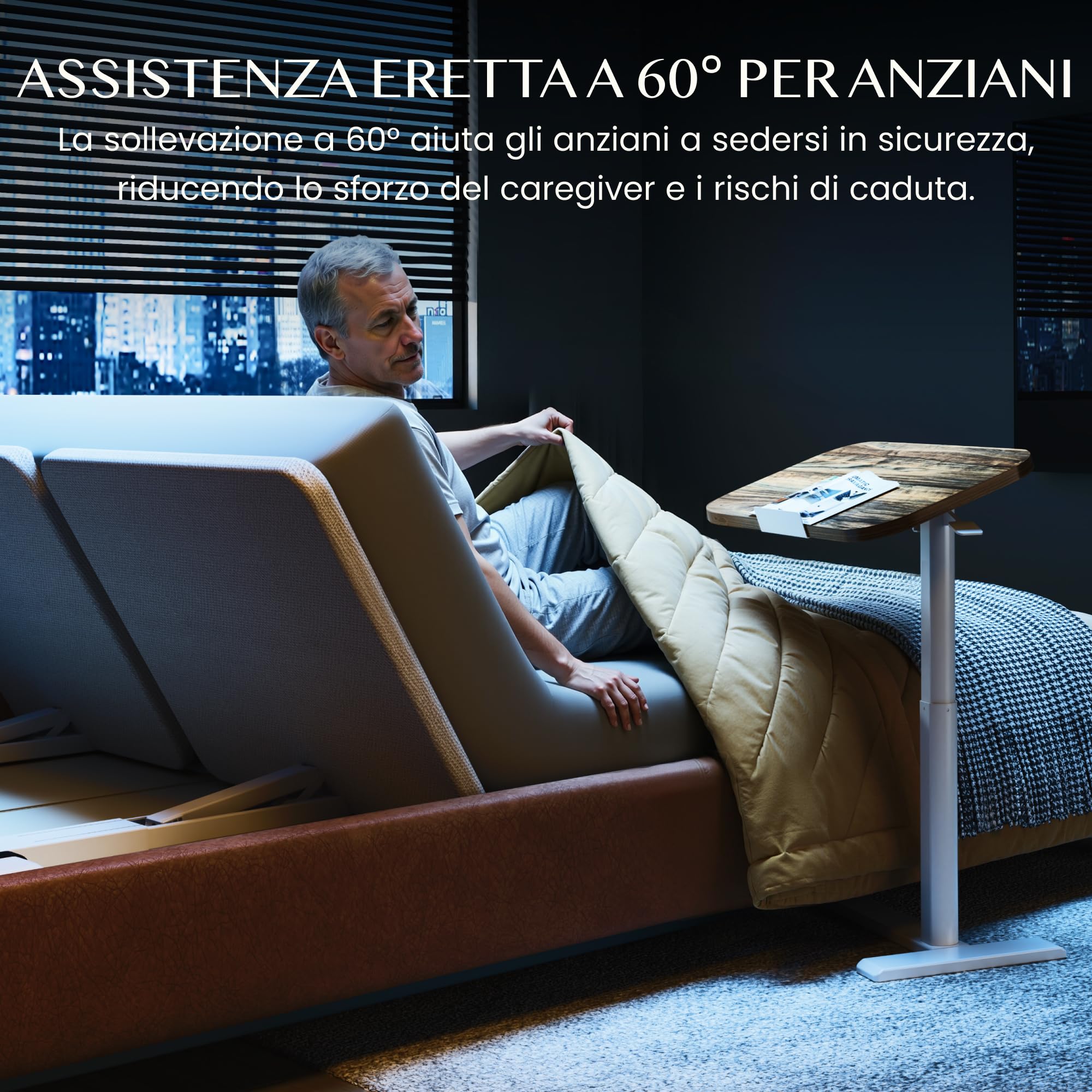FLEXISPOT Base Letto Elettrica Regolabile, Schienale Inclinabile 0-60°, Sollevamento Silenzioso <50 dB, Telecomando a 2 Pulsanti, Supporto fino a 90 kg, Compatibile con Materassi 80-100 x 180-200 cm