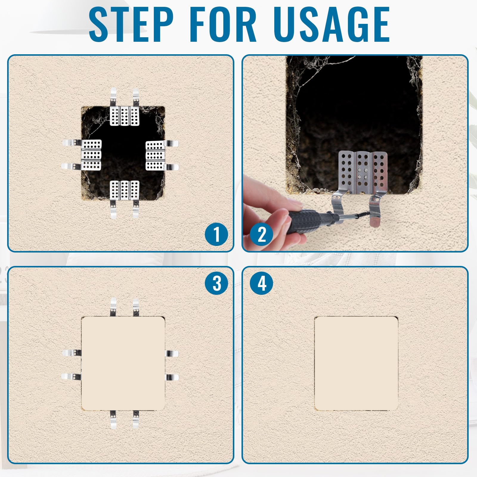Insta-Back Drywall Hole Repair Clips – For 1/2" Or 5/8" Sheetrock, With Screws