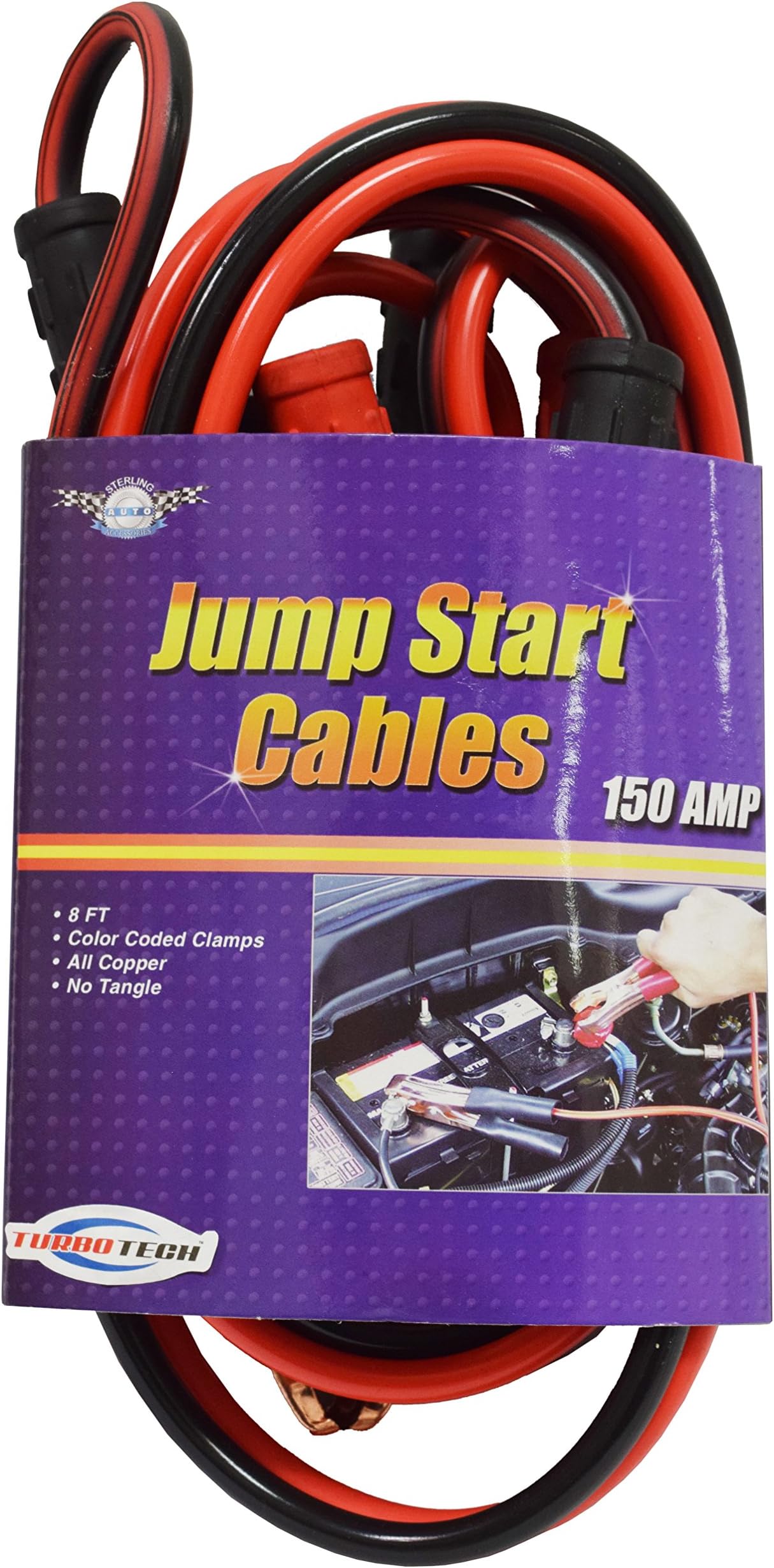 TurboTech 8 Feet Jumper Cable with 4 Gauge, 150 AMP Booster Cable Kit