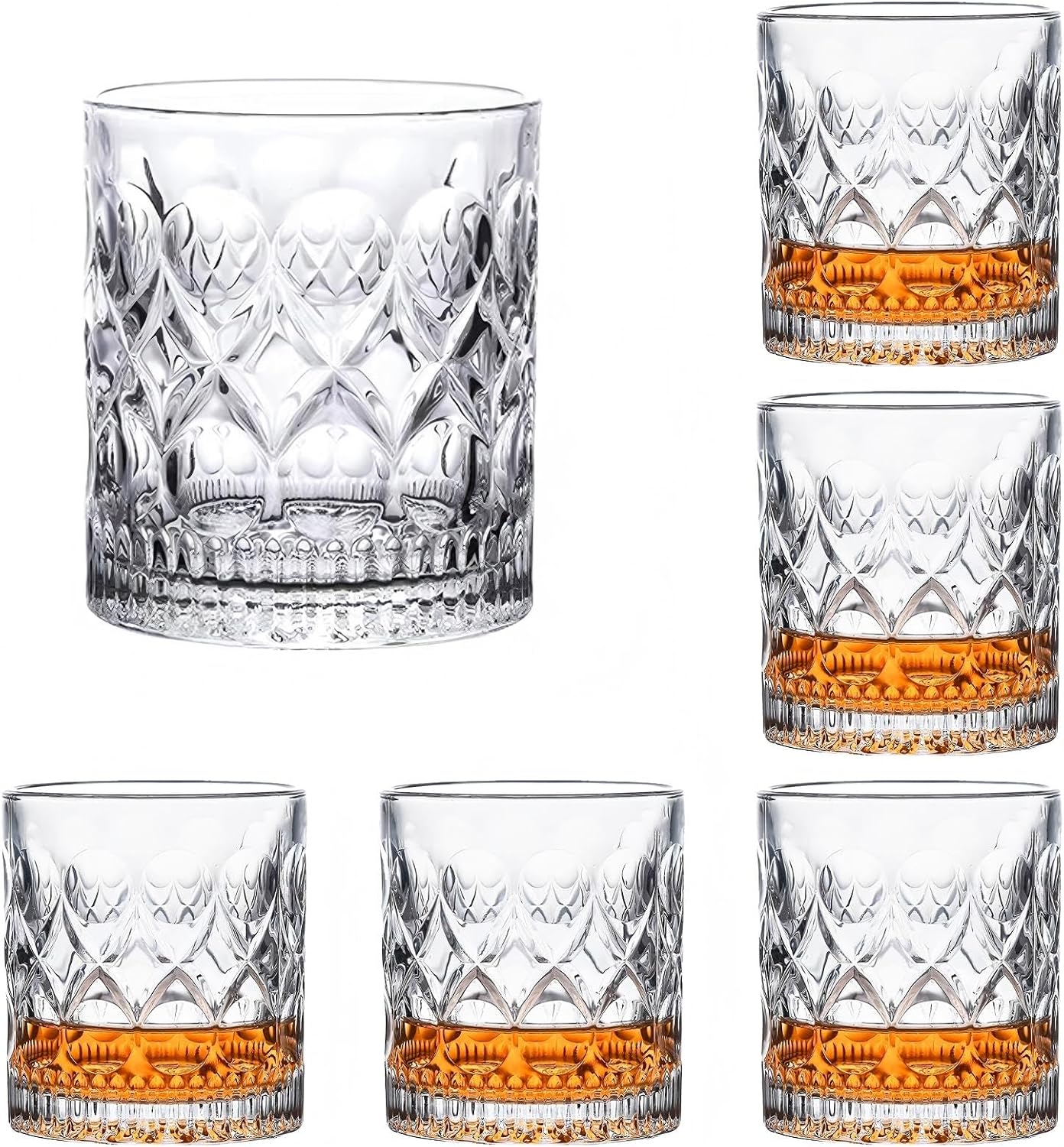 Old Fashioned Whiskey Glasses[Set of 6] - Sand Clock Texture