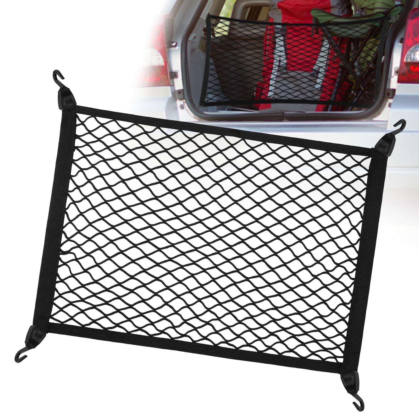 Tryagat 1 Piece Car Boot Cargo Net for Smart #1 Smart 1 SUV 2023 2024+ Trunk Storage Grid Highly Elastic Durable Rear Vehicle Organizer Net,100 * 80cm