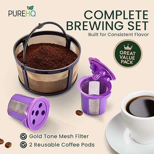 Miniatura 3 de Cesta de filtro de café reutilizable de malla para cafetera Keurig K Duo (Gen 2) y Keurig K-Duo Essentials, con 2 cápsulas recargables K Cup de