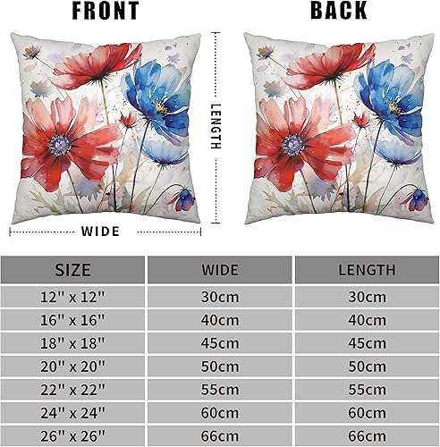 Miniatura 5 de Kwlegh Juego de 2 fundas de almohada de flores en acuarela para exteriores de 18 x 18 pulgadas, fundas de almohada cuadradas de lino con margaritas