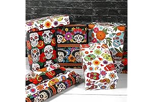 YVAINE 12 Sheets Day of the Dead Wrapping Paper