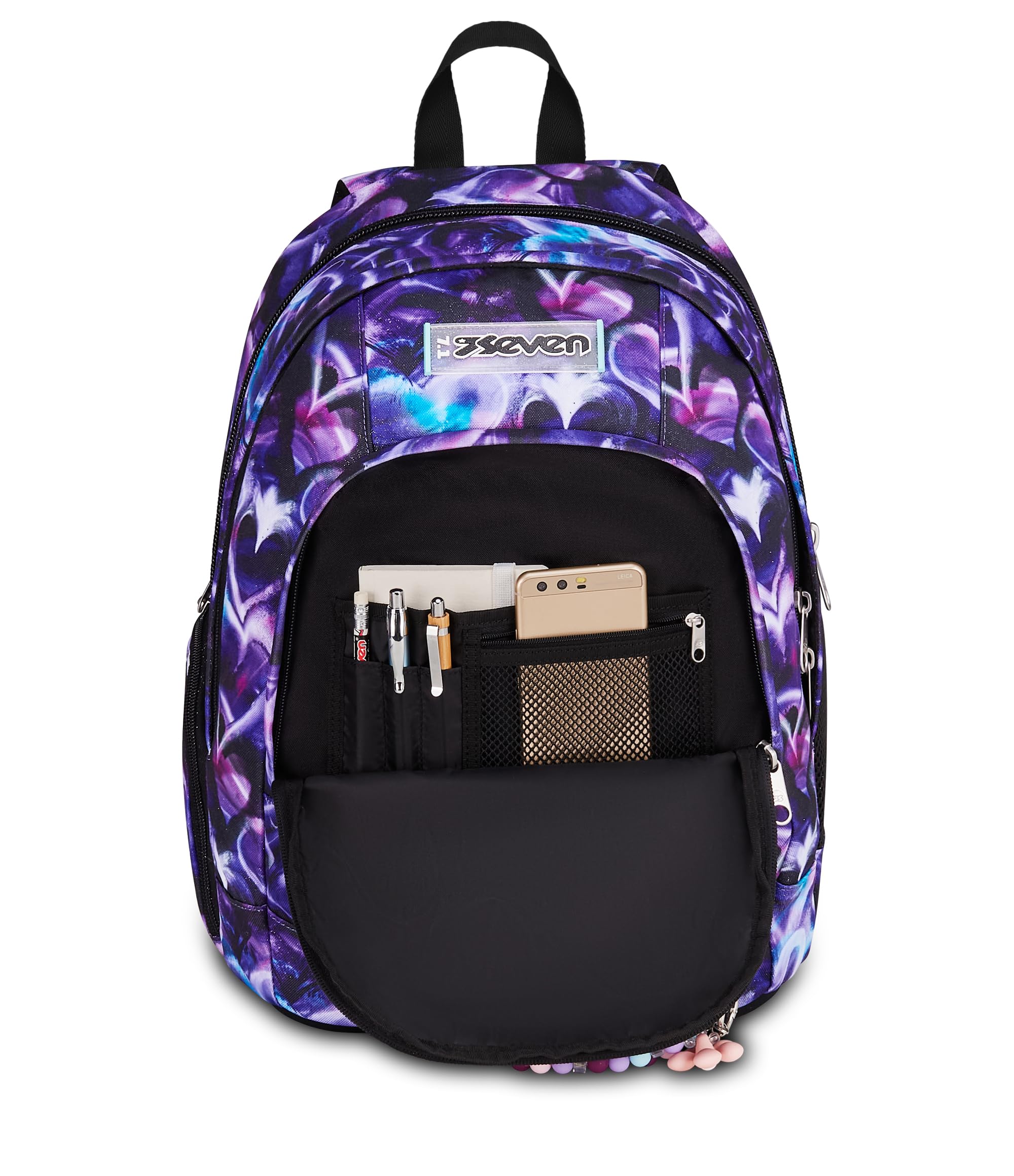 Seven Zaino Scuola Dual LOVEPASS, Doppio Scomparto, Viola, 32 L, Multifunzione, Tasca attrezzata, Tasca laterale porta borraccia, Scomparto porta pc ablet, Scuola media e superiore, Bambina, Ragazza
