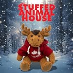 10 Inch Moose Plush with Solid Red Canada Hoodie and Maple Leaf Embroidery (Solid Red)