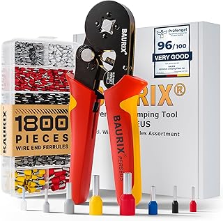 BAURIX® Ferrule Crimping Tool Kit [AWG 23-7] - 1800pc Wire Ferrules Kit - Wire Crimping Tool - Crimping Pliers - Wire Crimper Tool - Ferrule Crimper - Electrician Tools