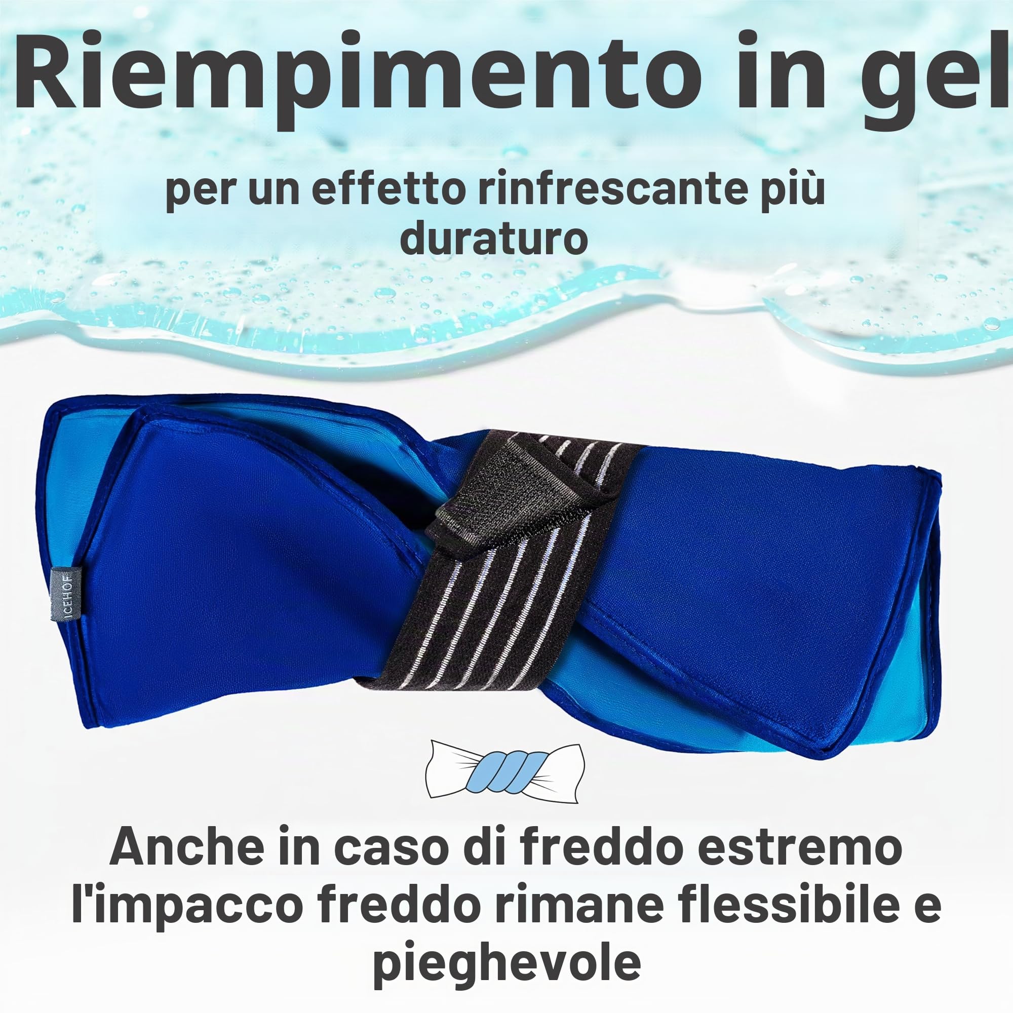 ICEHOF - Cuscinetto refrigerante in gel nel formato XXL, morbido, 38 x 28 cm