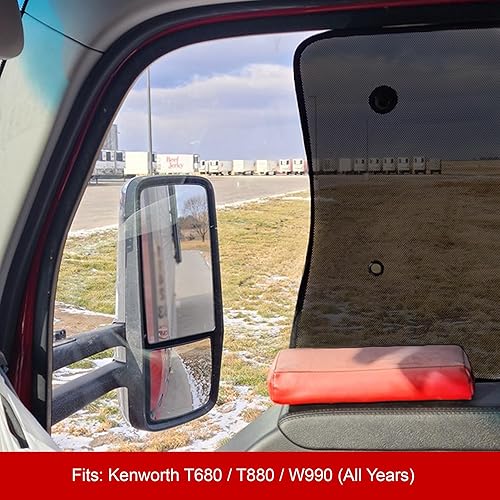Miniatura 5 de Parasol de ventana lateral para semirremolque – Ajuste personalizado para Kenworth T680 / T880 / W990 (todos los años), protección UV interior,