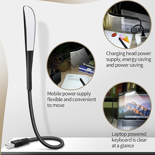 Vista 5 de Zonon 4 luces LED de temperatura USB para portátil con cuentas LED, interruptor táctil y flexible flexible para teclado, portátil, escritorio, PC