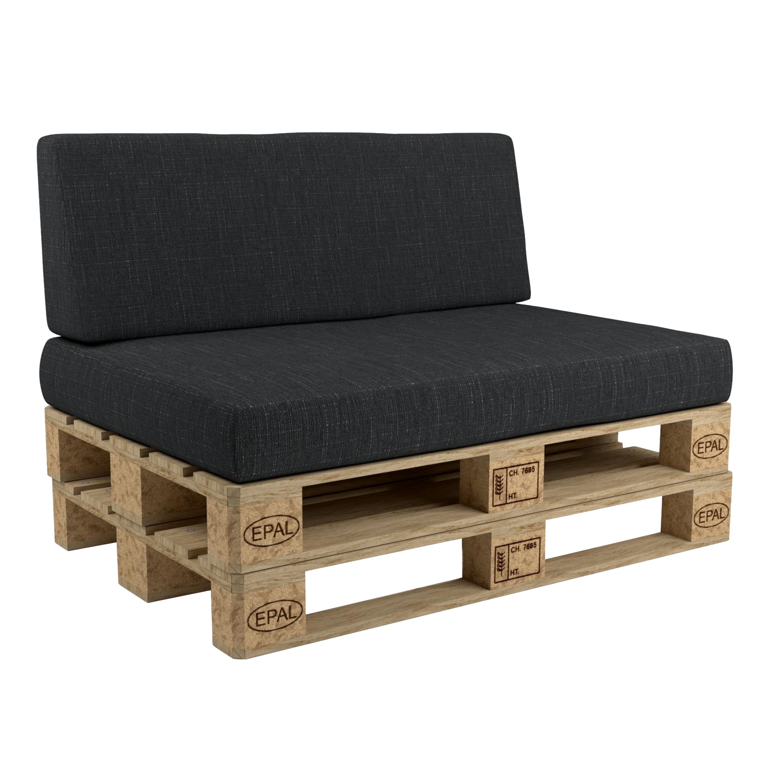 POKAR Bezüge für Palettenkissen, Größe:Set Sitzkissen 120x80 + Rückenkissen 120x40, Farbe:Anthrazit