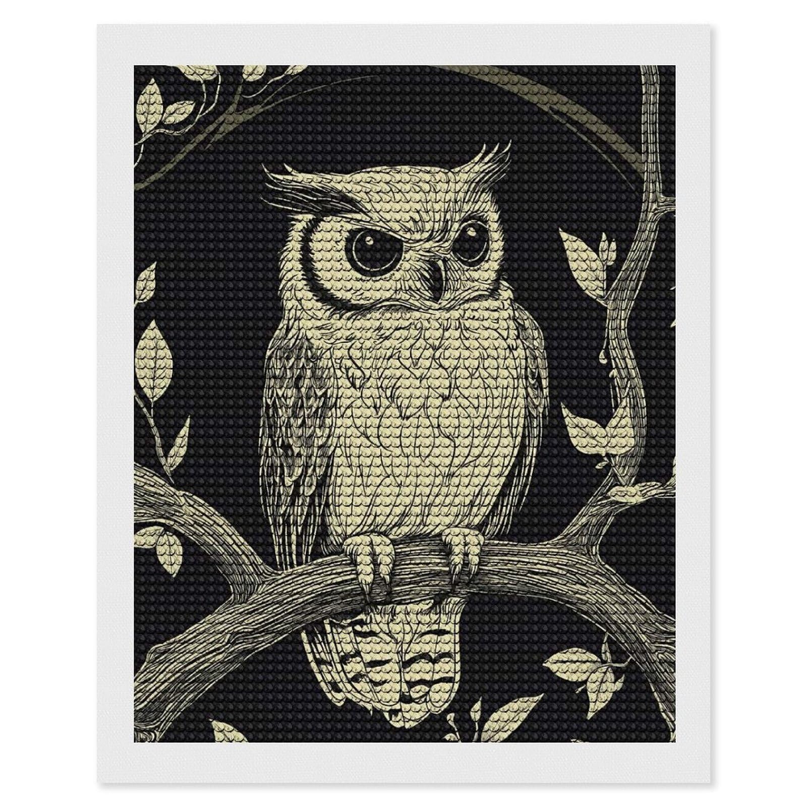 Junmoney Owl in Tree Branch Diamond Art Canvas 16"x20", for Adults, Pleasing Wall Art Project, Modern Decor, Gift Idea, Nice Detail and Sparkle