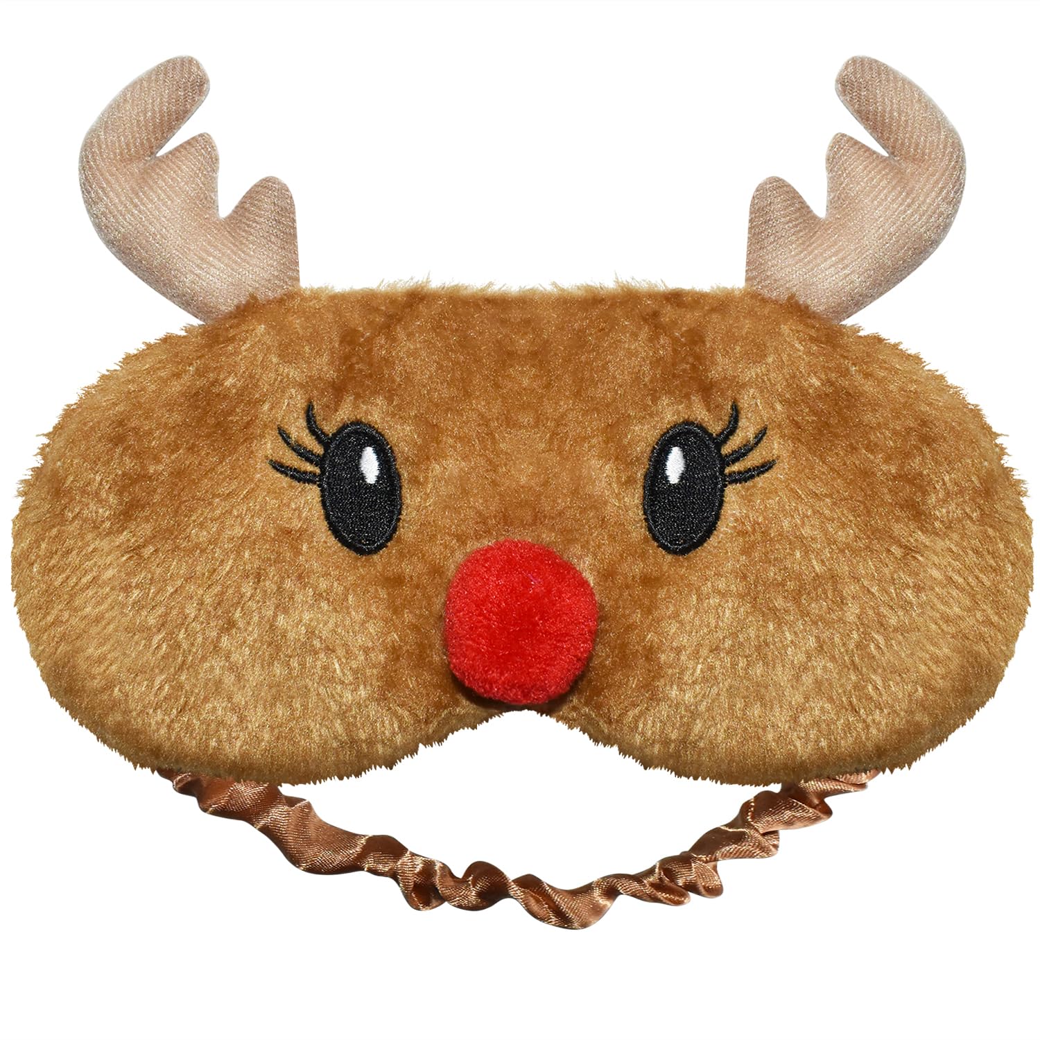 Cute Animal Sleeping Mask Sleep Mask Christmas Reindeer Soft Plush Eye Masks for Travel Nap Funny Rudolph Blindfold