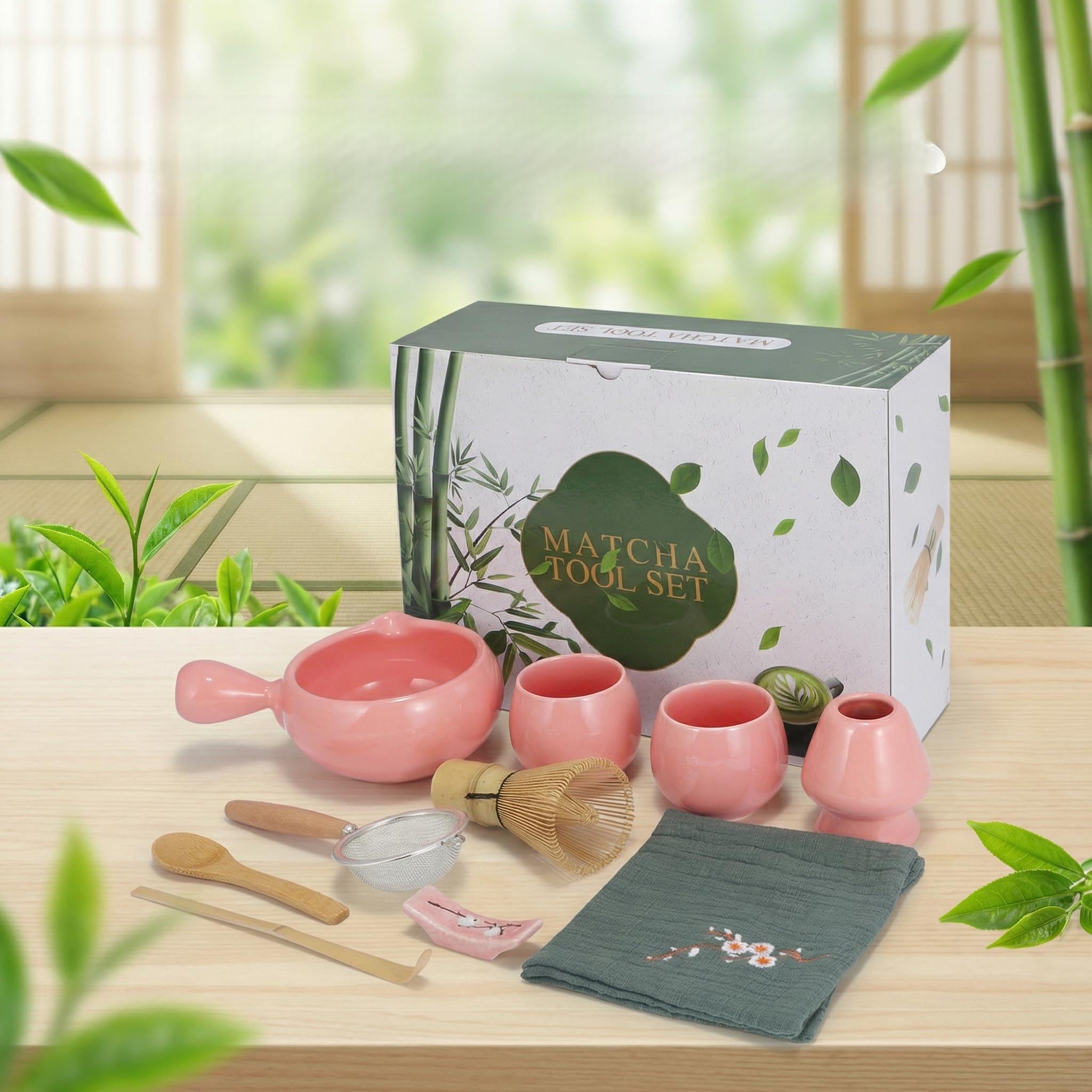 Amazon | 抹茶ツールセット 10点セット、ハンドル付き抹茶碗、竹製茶筅