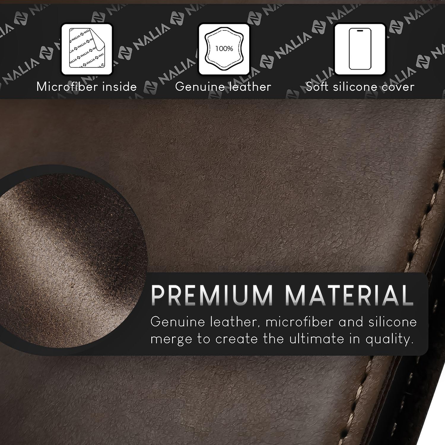 NALIA Genuine Leather Case for iPhone 15 Pro Max, RFID Wallet & Magnetic Closure, LEVANTO (Handmade Book Cover), German Brand - Image 3