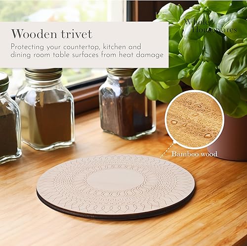 Miniatura 2 de Whole Housewares Salvamanteles de madera para platos calientes, ollas y sartenes, olla de madera resistente al calor, accesorios de encimera de