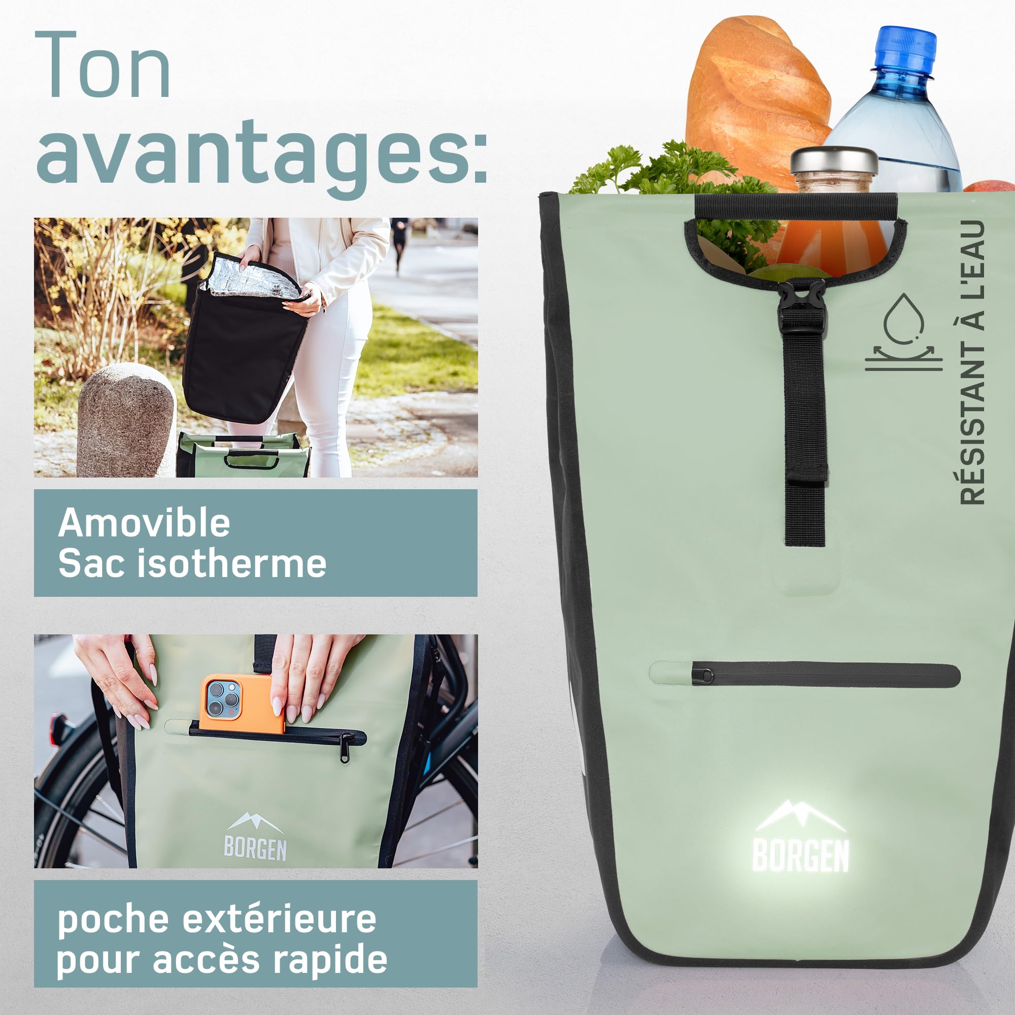 Marjoramy Sacoche Vélo 2-en-1 Pour Porte-Bagages - 8L