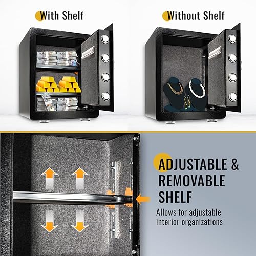 Miniatura 5 de Caja fuerte, Caja fuerte para el hogar con bolsa impermeable ignífuga, teclado, cajas fuertes de seguridad para documentos, joyas, dinero, armas de