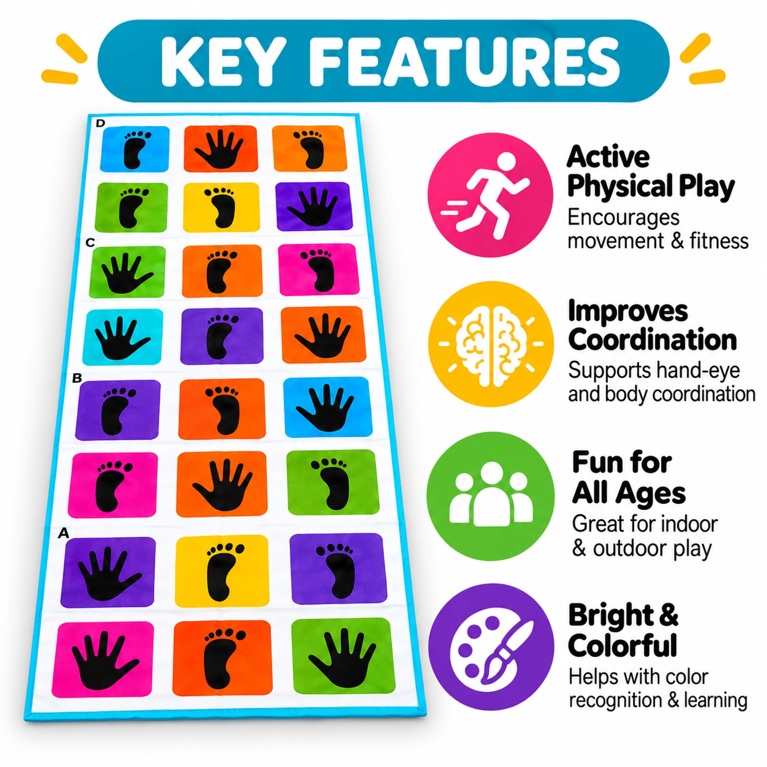 Dorytoy Hopscotch Mat for Kids Floor Games Playmats & Floor Gyms Kith-Kith, Stapu, Langdi, Ekka Dukka, Paandi, Kunte Bille Unique Balancing Game — Amazon image 2