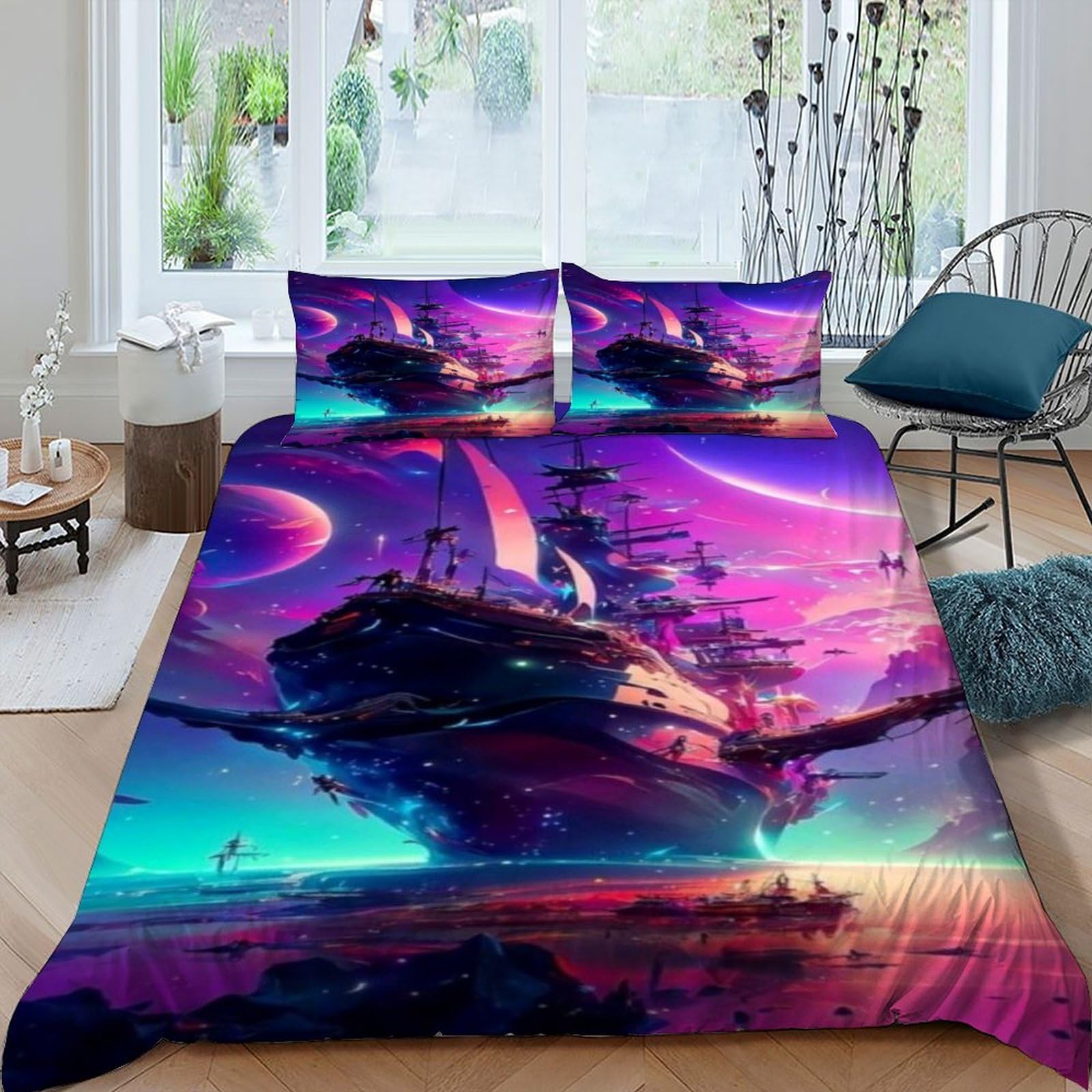 Housse couette navire microfibre douce pour le confort du lit King