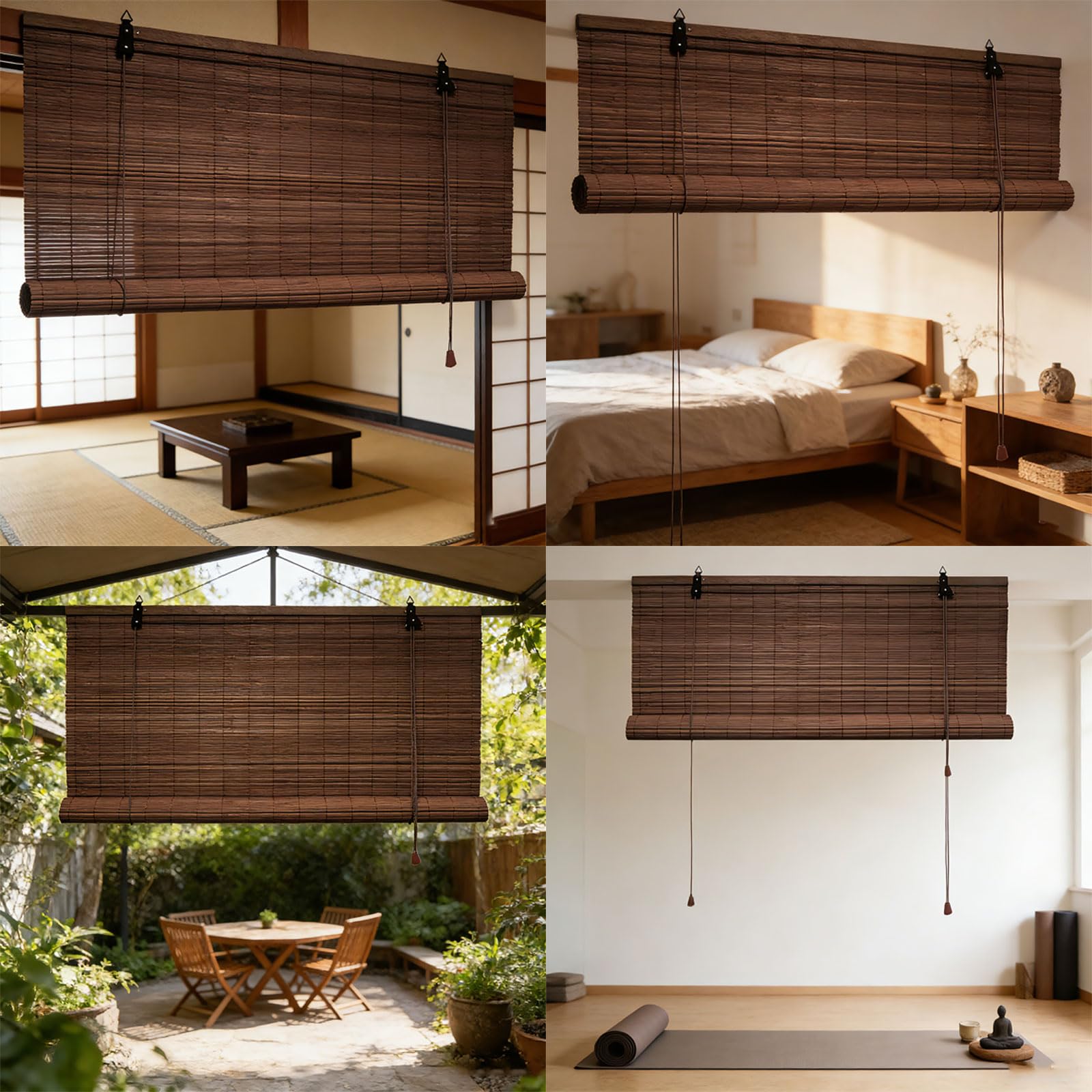Store Bambou Extérieur 70 x 80 cm Respirant Écran Solaire, Personnalisable Naturel Store Bambou pour Intérieur Extérieur, E
