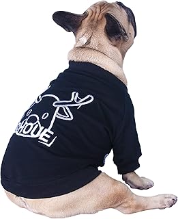 iChoue French Bulldog Sweatshirt Embroidery Dog Clothes for Frenchie Pug English Amarican Pitbull Boston Terrier - Black/Large