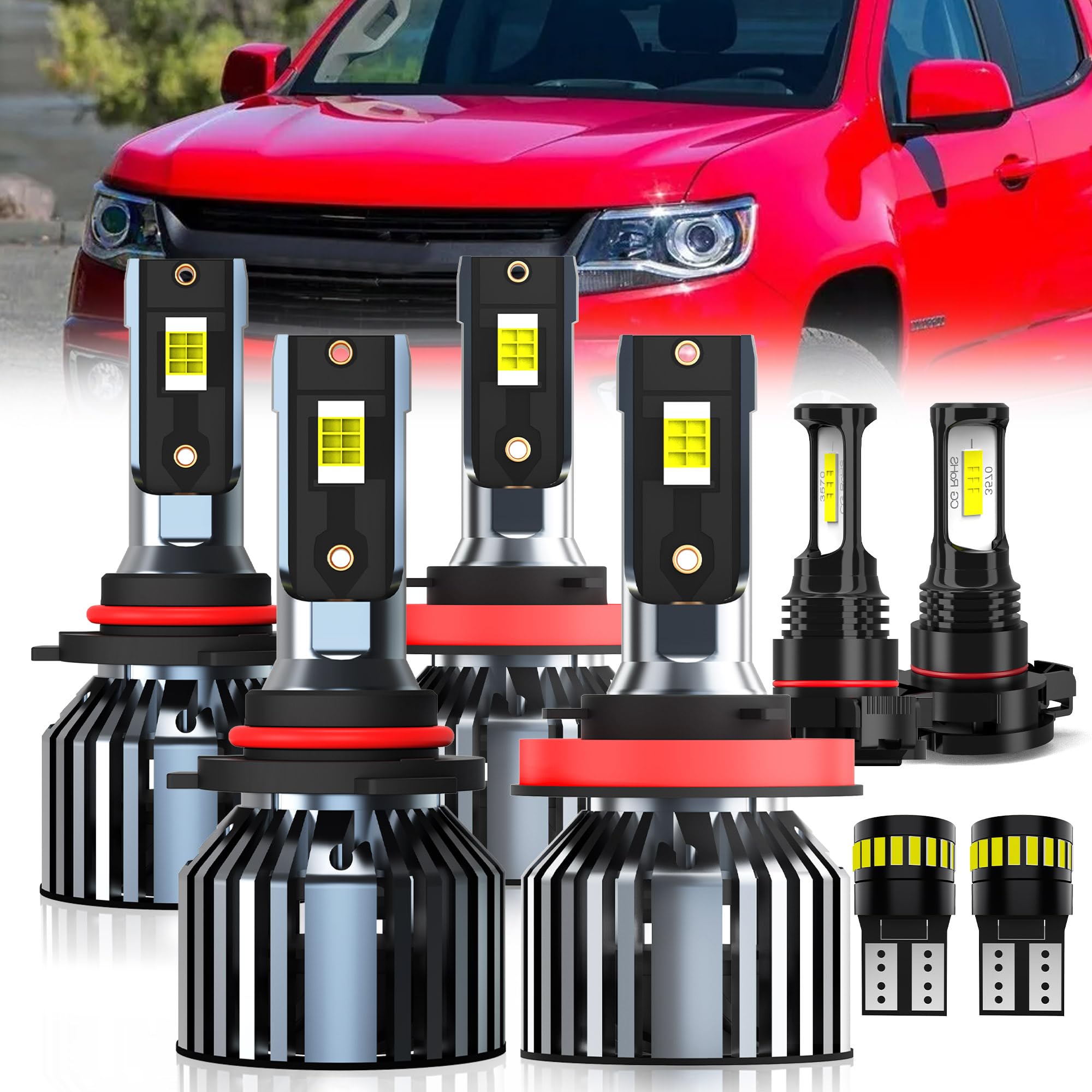 Photo 1 of AMXTOBUB For 2015-2020 Chevy Colorado light Bulbs, 9005 High Beam H11 Low Beam H16 Fog Light License Plate Lights Combo, 8PCS