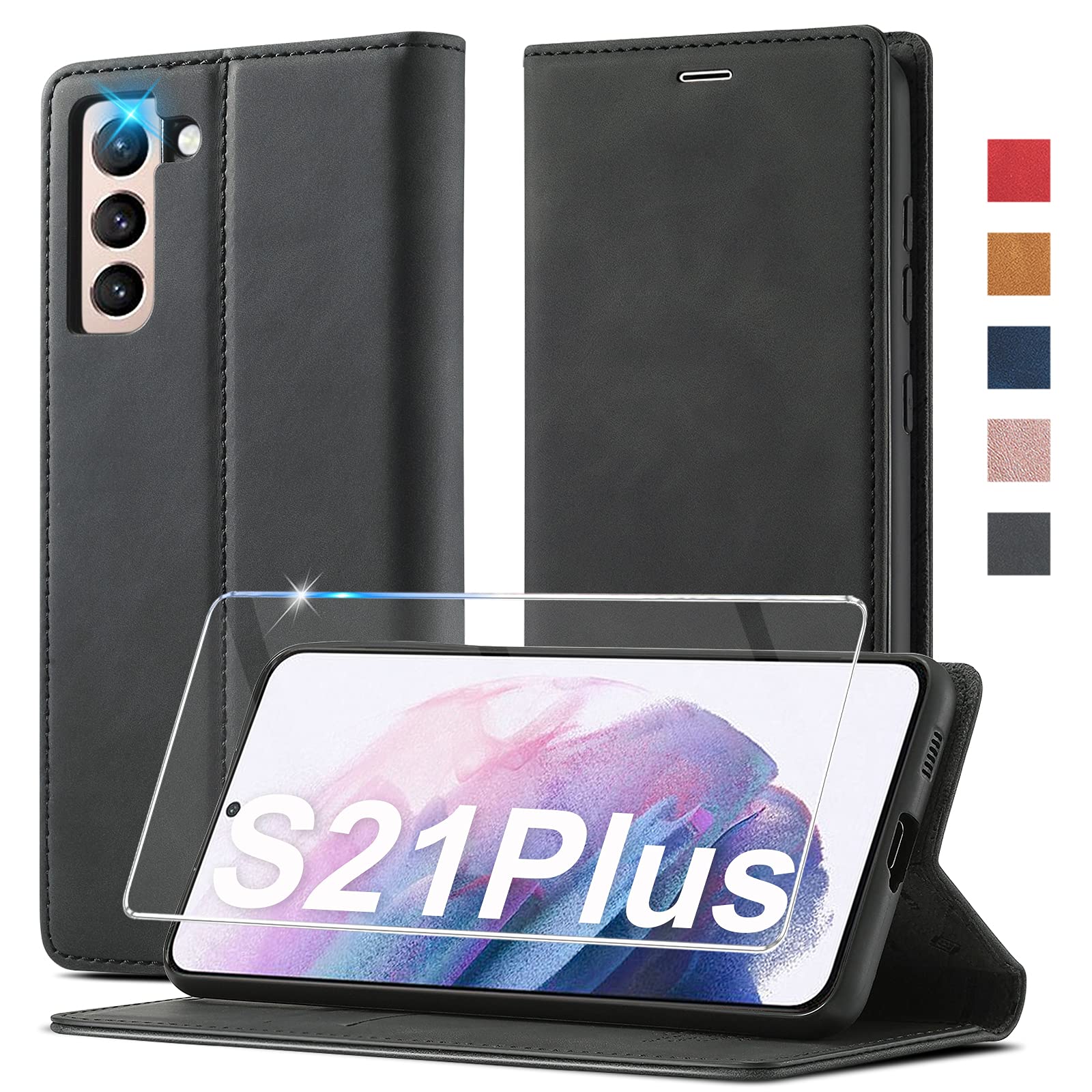 Ailicici Handyhülle für Samsung Galaxy S21/S22/S23/S24/S25/S26/S26 Plus/S26 Ultra/S25 FE, Leder Flip Wallet Case mit Schutzhülle, Klappbar